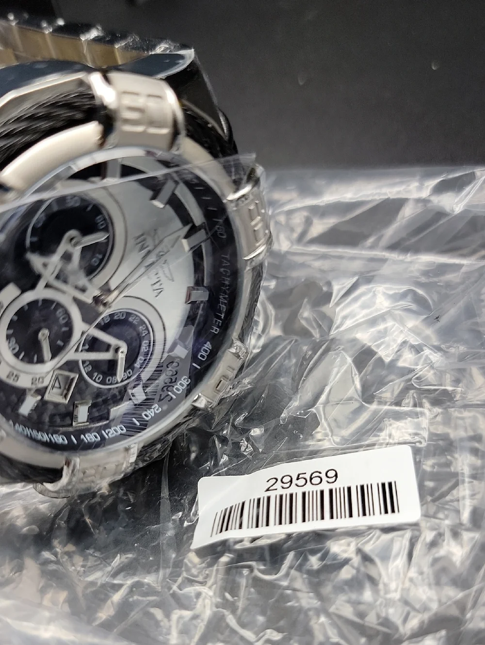 NEW 29569 Invicta Bolt Men's Chunky 52mm, Carbon Fiber, Black Chronograph Watch
